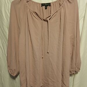 Fred David Pink Tie Front 3/4 Sleeve Blouse
